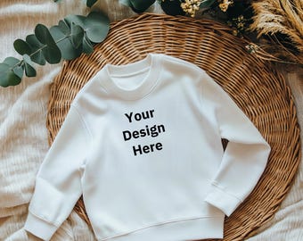 Maqueta de sudadera bohemia para niños: diseño plano neutro (descarga digital)