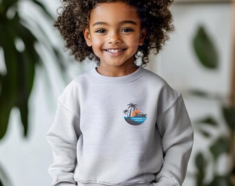 Maqueta de sudadera Gildan de cuello redondo para niños: sudadera gris jaspeada (descarga digital)