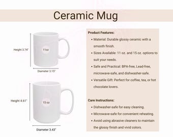 Juego de tazas, tabla de tallas de tazas (11 oz), tabla de tallas de tazas de 15 oz, tabla de tallas de tazas de cerámica, tamaños de tazas, maqueta de tamaños de tazas, tabla de tallas de tazas