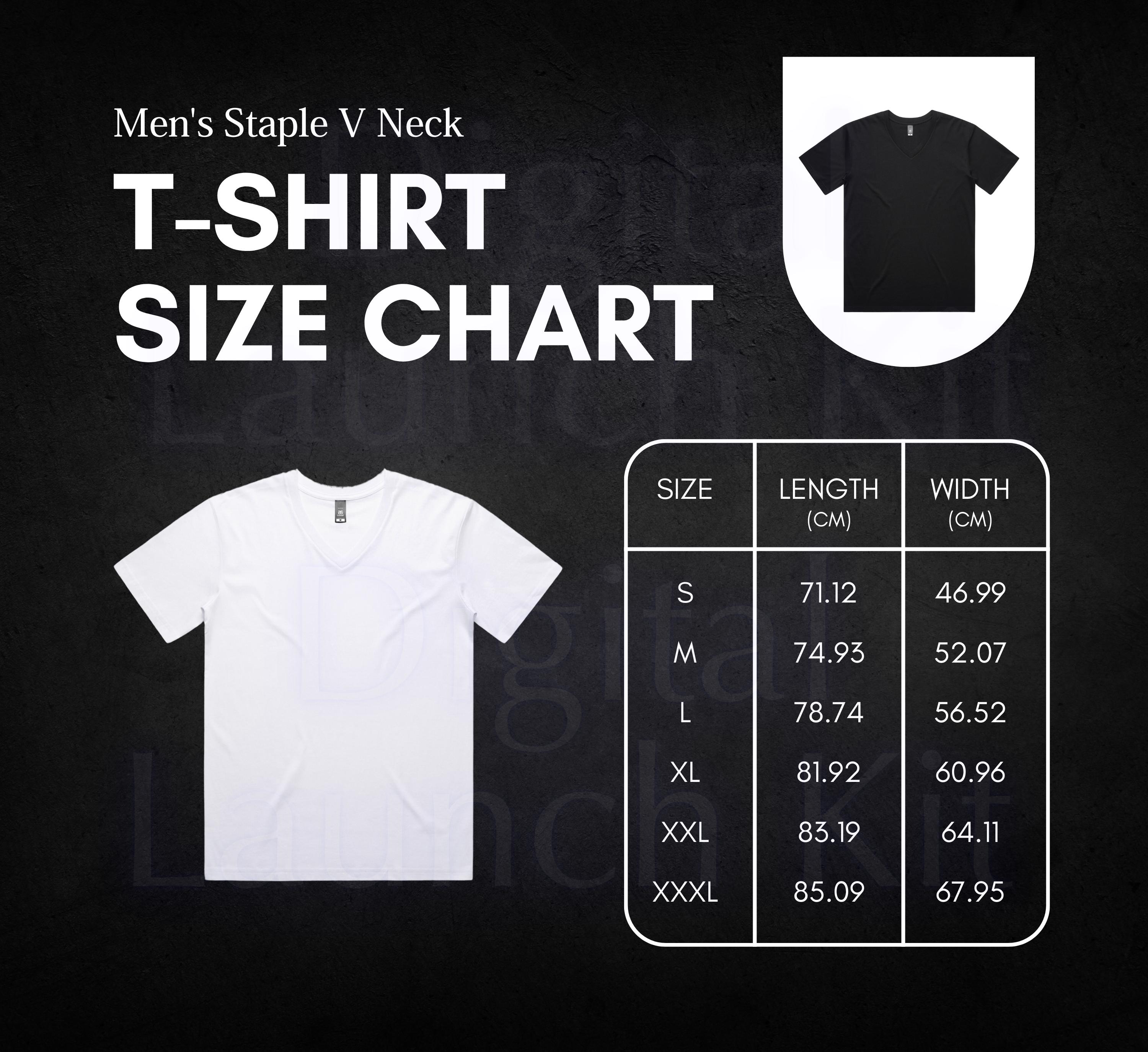 Men's V Neck Tee Size Chart (digital Download) - Etsy