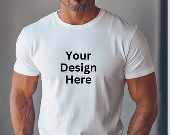 Maqueta de camiseta blanca Bella Canvas: Modelo de camiseta para hombre (descarga digital)