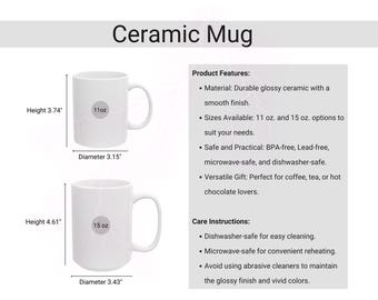 Guía de tamaños de tazas de cerámica: 11 oz y 15 oz (PNG, JPG)