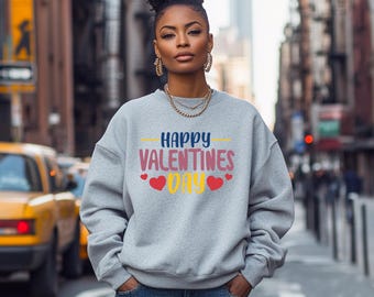 Maqueta de sudadera de cuello redondo moderna: Modelo de mujer, suéter gris (descarga digital)