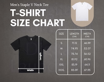 Men's V Neck Tee Size Chart: Printify POD Guide (digital Download