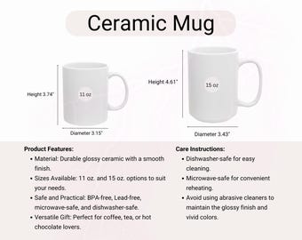 Guía de tamaños de tazas de cerámica: Tabla de tazas de 11 oz y 15 oz (Descarga digital)