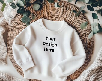 Maqueta de sudadera bohemia para niños: diseño plano neutro (descarga digital)