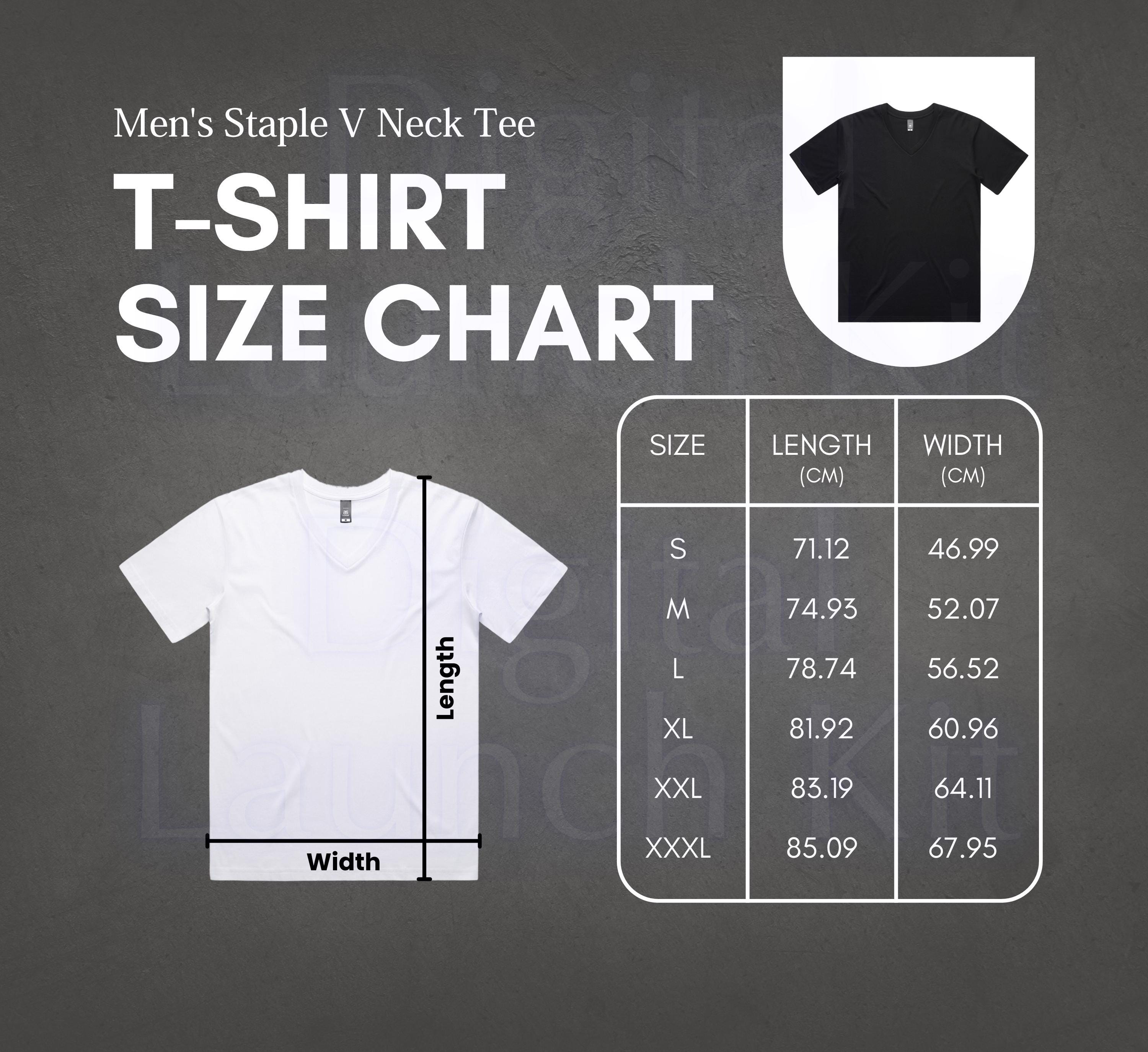 Men's V Neck Tee Size Chart (digital Download) - Etsy