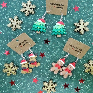 Pair of Christmas themed polymer clay earrings