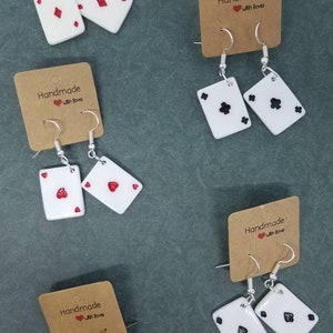 Pair of resin playing card earrings