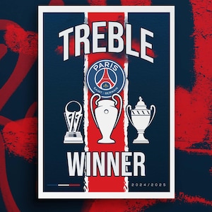Paris Saint-Germain PSG Champions Treble Winner 2024-2025 Digital Poster Download