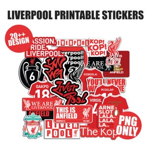 Liverpool FC (LFC) Printable Digital Stickers Pack | Football Fan Printable PNG | Premier League Football Stickers | Instant Download