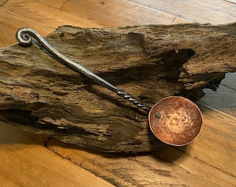 Copper And Steel Coffee Scoop - Real Forged Coffee Spoon - Serving Spoon