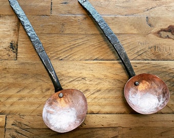 Copper And Steel Coffee Scoop - Real Forged Coffee Spoon - Serving Spoon