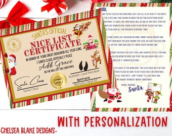 Personalized Santa's Nice List Certificate & Letter (PDF)