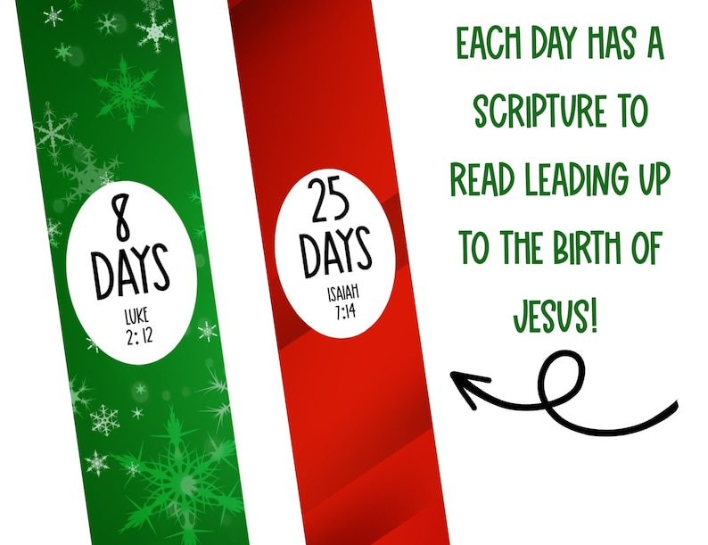 Christmas Countdown Chain, Christmas Scripture Countdown, Christian ...