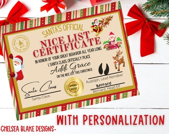 Santa Nice List Certificate with personalization