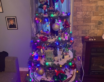 48” Tall with 30” Base, Display Christmas Tree Shelf for Christmas Village