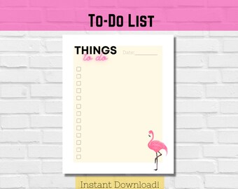 Daily To-Do List | Digital Download | Spring and Summer | Flamingo | To Do | Boho Theme | Motivation | Planner | Substitute | Checklist |