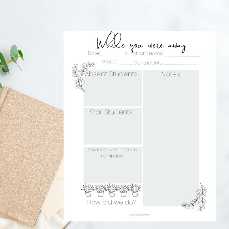 Minimal Plant Substitute Feedback Form| Digital Download | Spring | Sub ...
