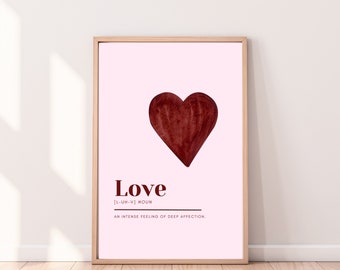 Love Definition Print | Pink & Maroon Valentine's Print | Valentine's Day Decor | Valentine's Day photo | Definition Print |Retro Vibe