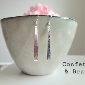 Silver earrings with bar pendant and stainless steel ear hooks