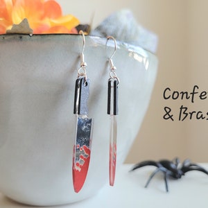 Halloween Ohrringe Blutiges Messer Anhänger Scream mit versilberten Edelstahl Ohrhaken afbeelding 9