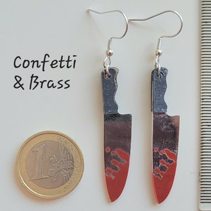 Halloween Ohrringe Blutiges Messer Anhänger Scream mit versilberten Edelstahl Ohrhaken afbeelding 7