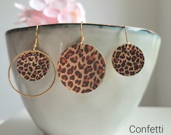Leopard print earrings, leopard print, leopard and stainless steel ear hooks