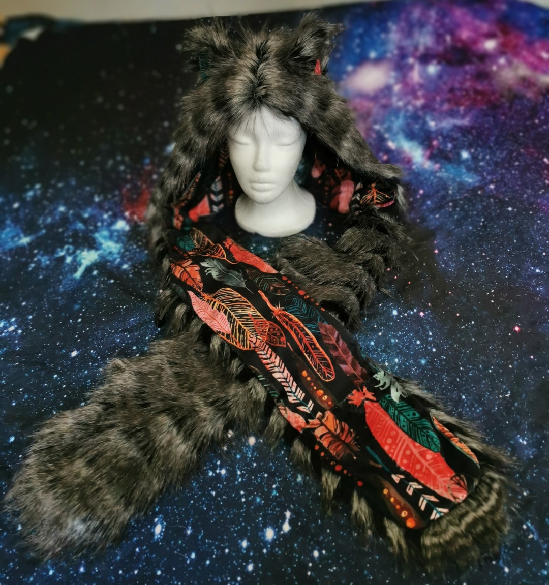 Dreamcatcher Raccoon Spirit Animal Hood - Etsy