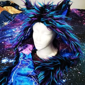 Thunder Cat Wolf Fox 3 tone Spirit Animal Hood