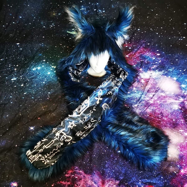 Blue Wizard Wolf Fox Spirit Animal Hood