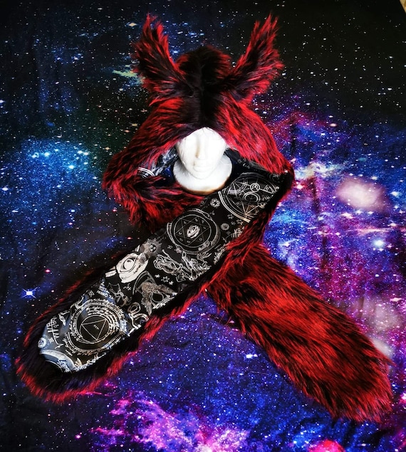 Crimson Occult Wolf Spirit Animal Hood - Etsy display picture 1