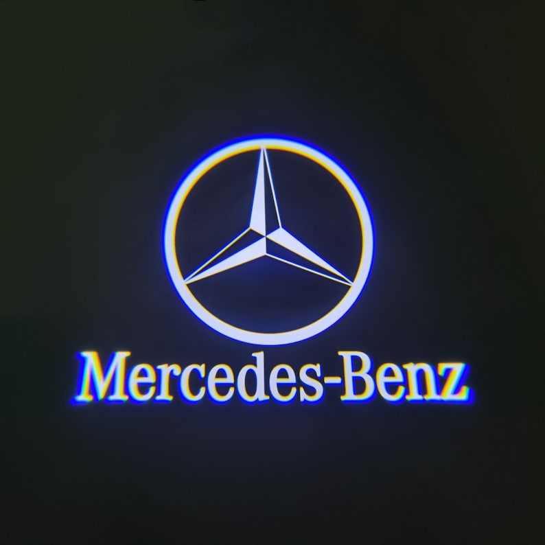 2 X projecteurs de lumière de porte de voiture à LED, kit de courtoisie en nanoverre de flaque d'eau de logo pour la classe Mercedes Benz Kit ultra lumineux Cette image ne s'estompe JAMAIS MERCEDES BENZ