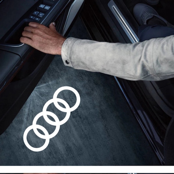 2 proyectores de luz LED para puerta de coche, logotipo de charco, cortesía de todos los Audi. La imagen de la tecnología de nanovidrio permanecerá ultrabrillante y NUNCA SE DESVANERÁ.