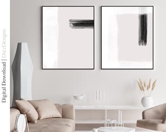 Minimalist Japandi Wall Art Prints, Abstract Beige Set (Digital Download)