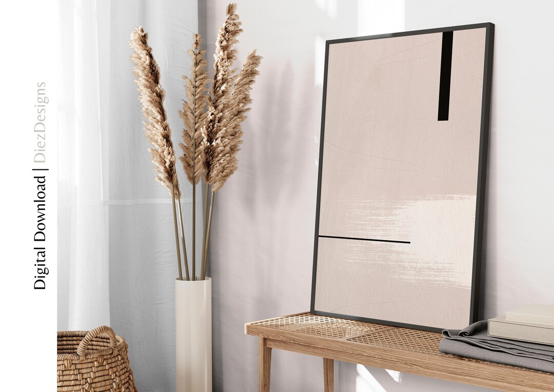 Neutral Japandi Digital Wall Art Print Decor, Abstract Minimalist Line ...