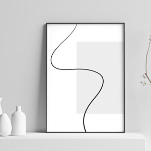 Impresión de arte de pared de línea japandi neutral, arte de línea descargable, arte de pared imprimible estético, decoración abstracta Wabi Sabi, decoración minimalista de dormitorio