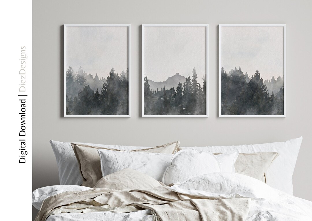 Triptych Wall Art, 3 Piece Forest Wall Art Print, Set of 3 Forest ...
