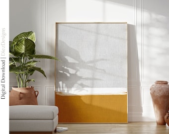 Art mural jaune moutarde pour le salon, impression minimaliste abstraite en nid d'abeille, oeuvre d'art texturée et relaxante pour la chambre à coucher, grande décoration esthétique Japandi