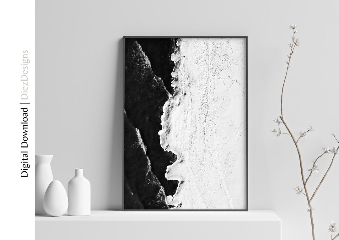 Black and White Wabi Sabi Wall Art Print With Textured Look, Abstract ...