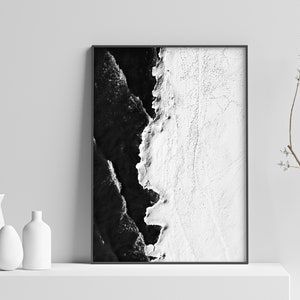 Impression d'art mural noir et blanc Wabi Sabi avec aspect texturé, art minimaliste moderne abstrait pour salon, décor contemporain, art japonais