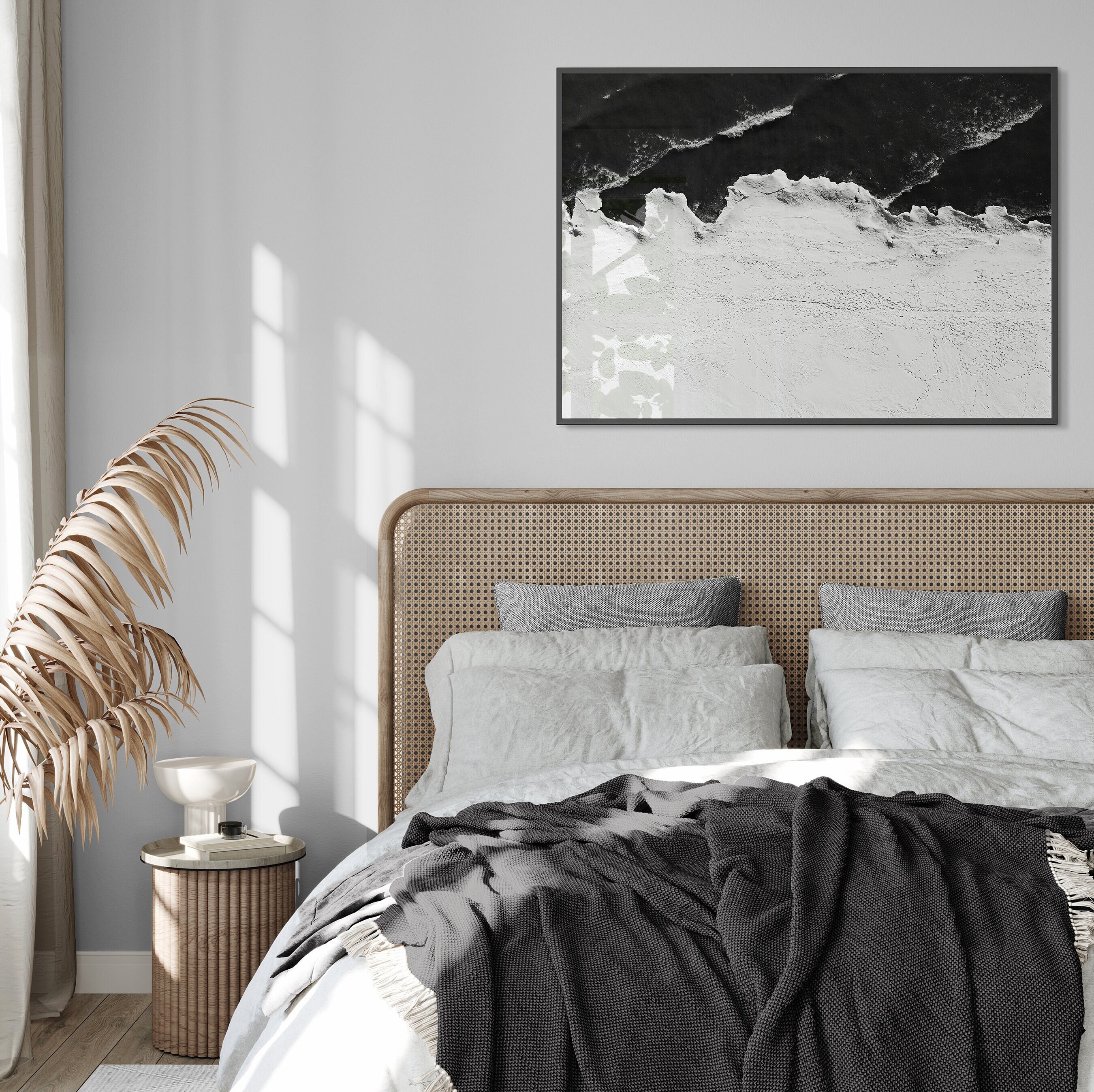 Black and White Wabi Sabi Wall Art Print With Textured Look, Abstract ...