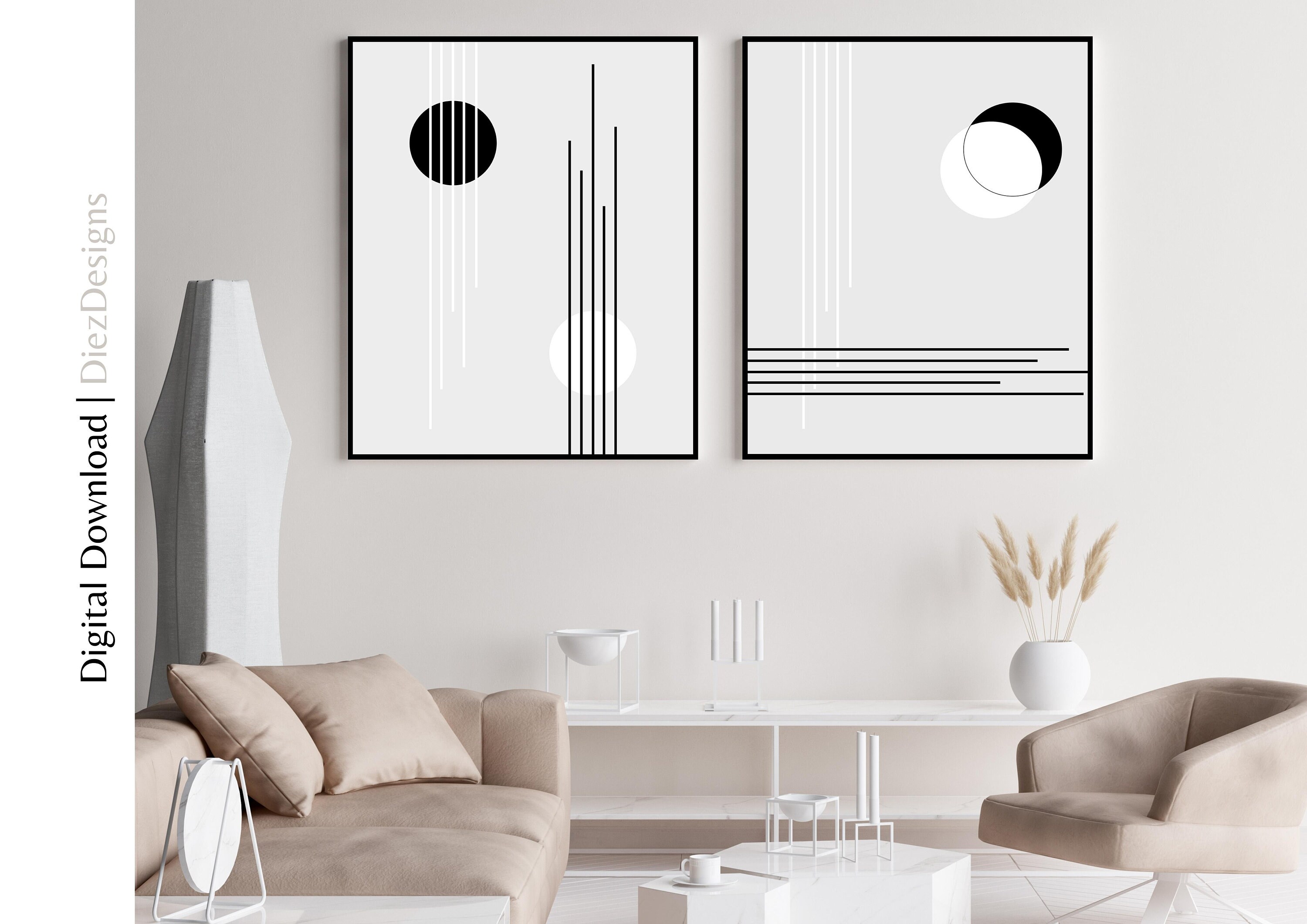 Japandi Wall Art Prints, Bauhaus Geometric Art (digital Download