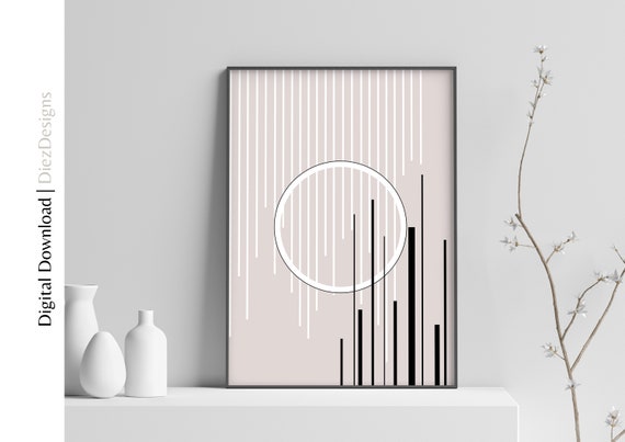 Minimalist Line Art Beige Japandi Wall Art Print Boho Aesthetic Wall ...