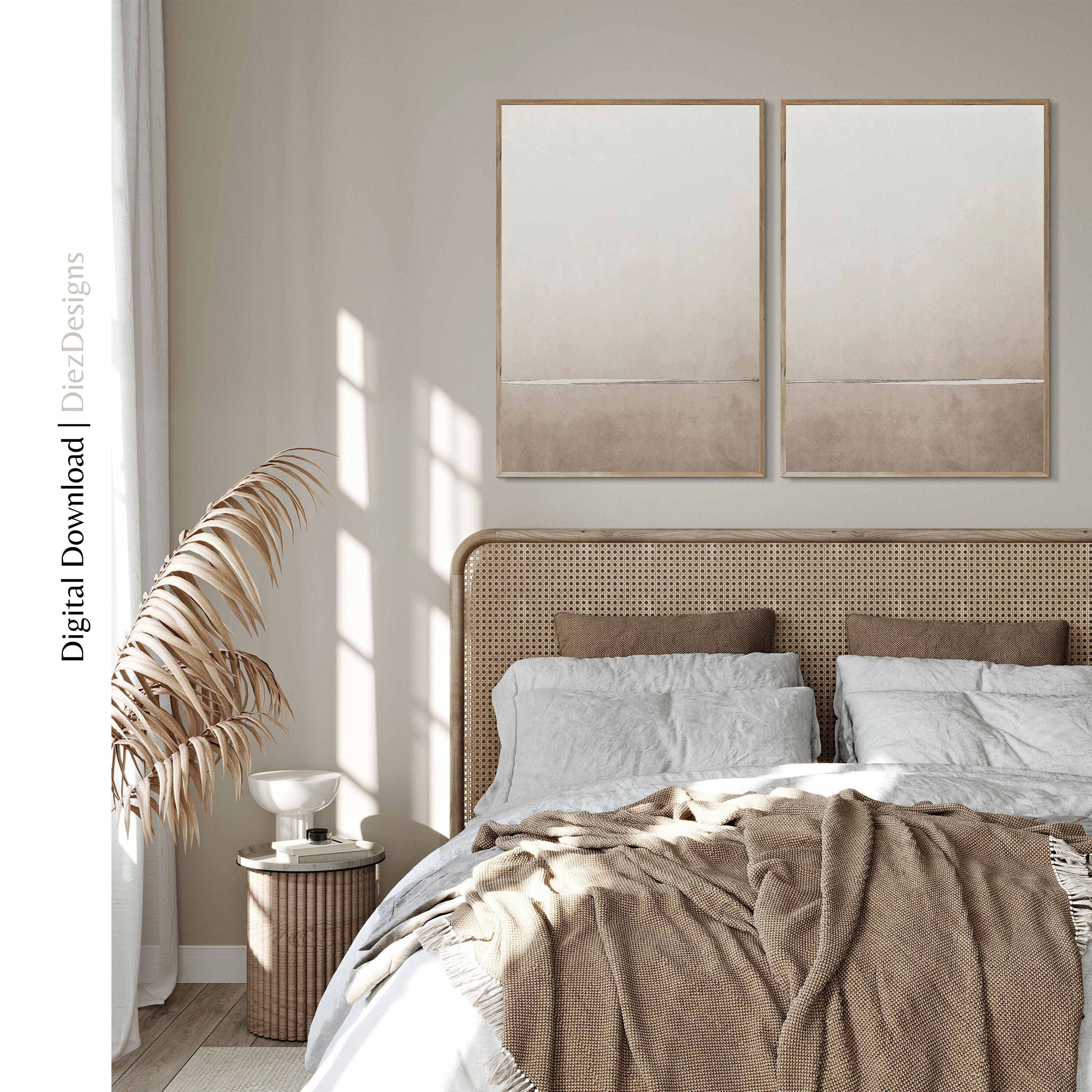 Set of 2 Organic Modern Minimalist Wall Art Prints, Abstract Neutral ...