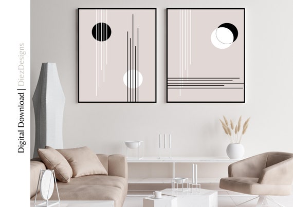 Minimalist Line Art Beige Japandi Wall Art Print Boho Aesthetic Wall ...