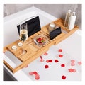 Bamboo Extendable Bath Tray - Bathtub Storage Rack, Adjustable Bath Caddy Home For Spa Wooden Bath Tray With Phone, Candle Wine Glass Holder