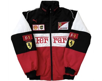 Ferrari jacket vintage style Formula 1 Racing RARE Fashion Bomber jacket | Moto Jacket | Formula Jacket | Gift For Her | Leather Jacket