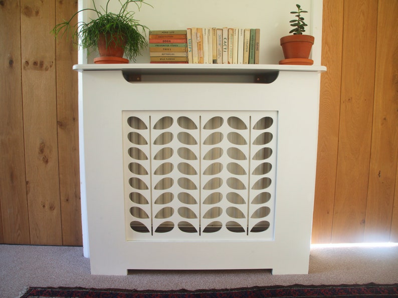 Made to measure bespoke custom fit radiator cover in the colour of your choice with retro multistem design 