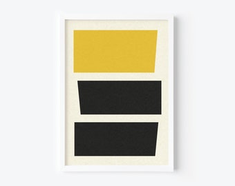 Abstract Geometric Wall Art Print. Black. Yellow. Instant Digital Download. Print at home.